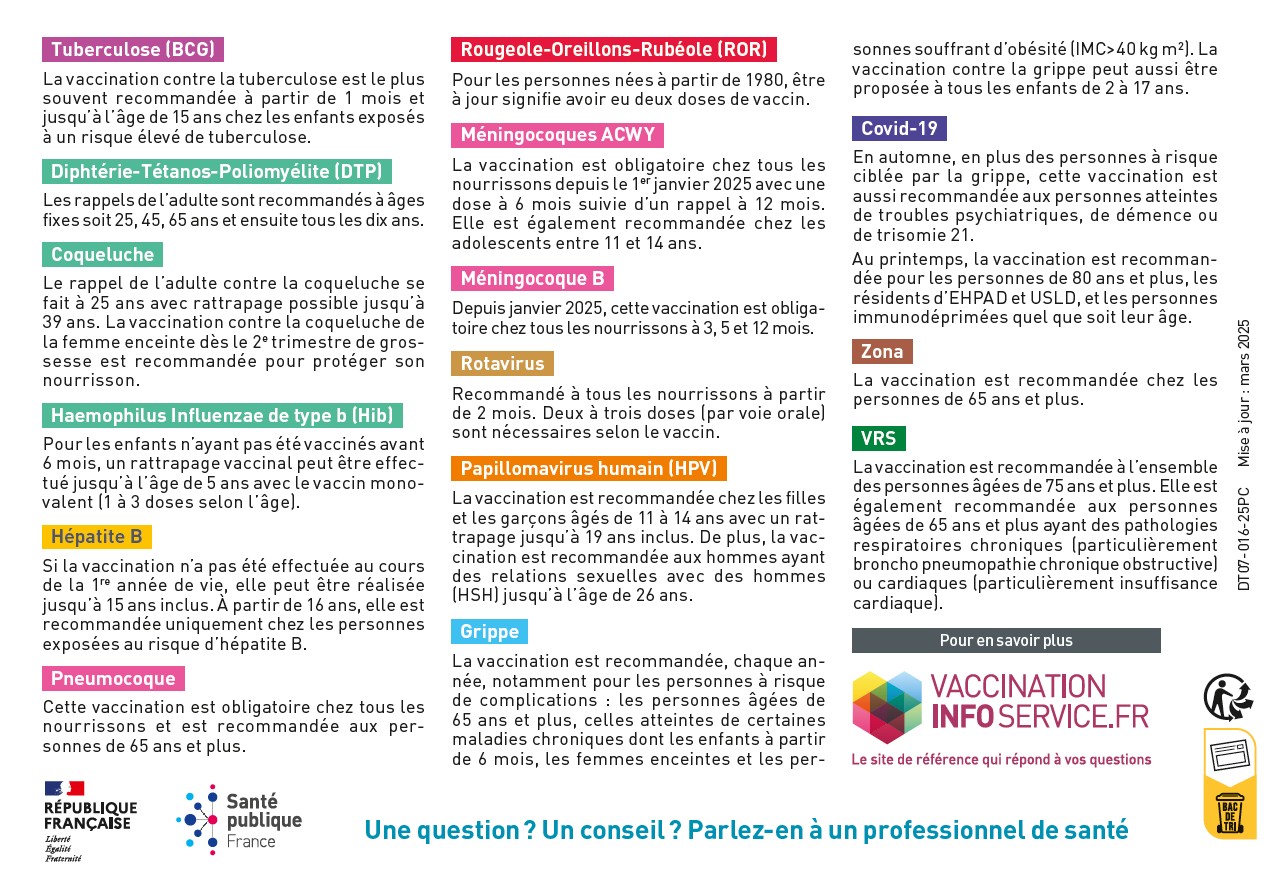 calendrier vaccinal adultes